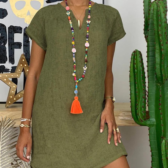 Variant image for Dames Jurk Katoen en Linnen Luchtige Stijl voor Zomer - Emma-9