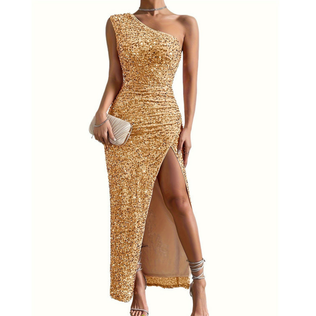 Dames Galajurk Glitter Schouderdesign Bodycon - Fleur-3