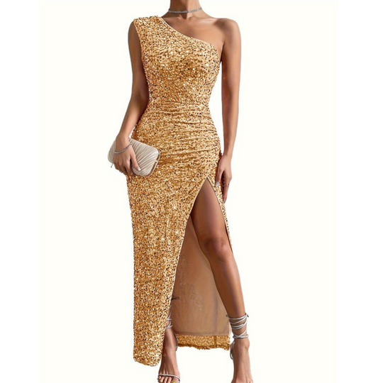 Dames Galajurk Glitter Schouderdesign Bodycon - Fleur-3
