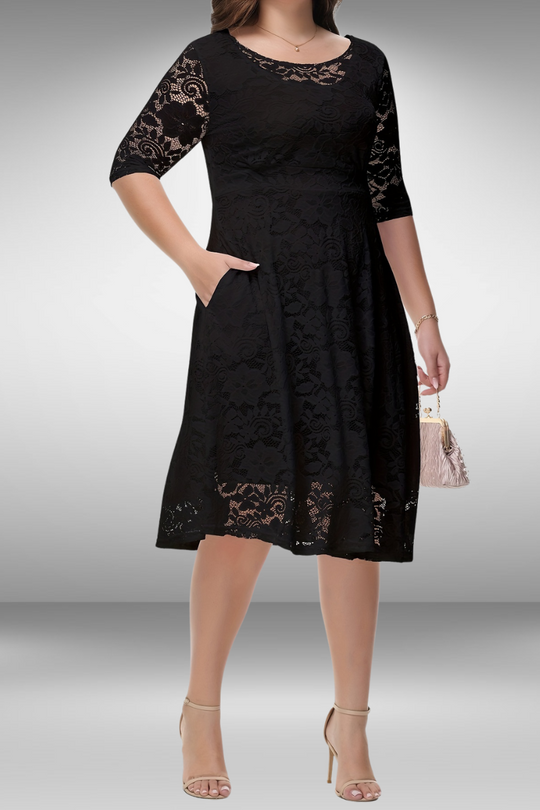 Dames Kanten Zomerjurk Plus Size Elegante Pasvorm - Ava-3