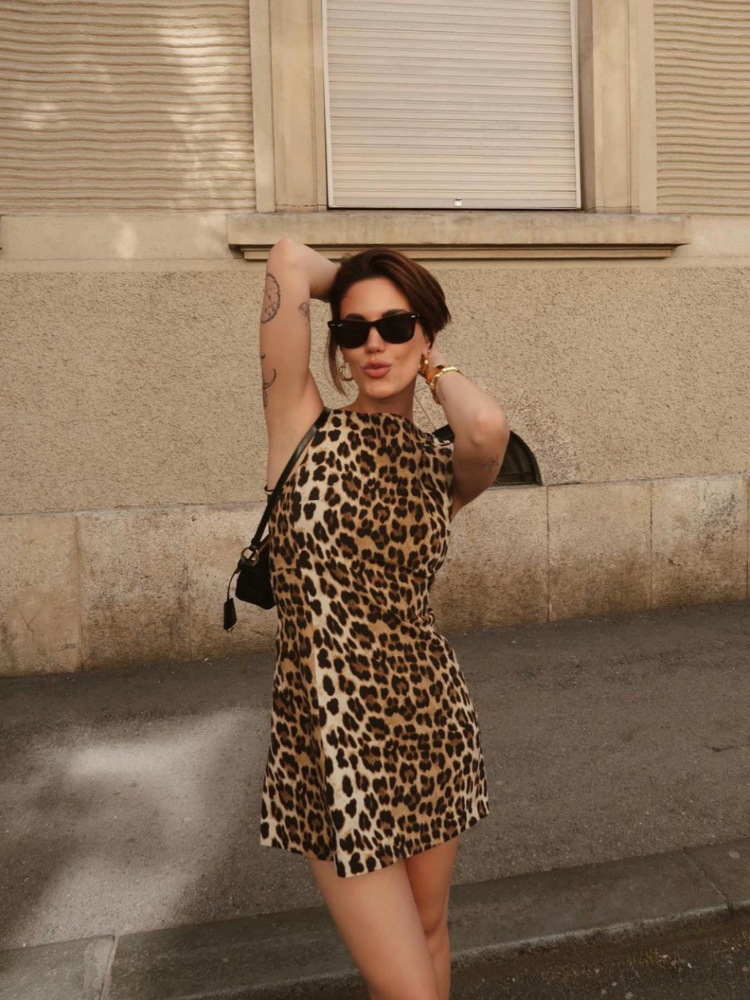 Dames Mini-Jurk Gedurfde Luipaardprint Stijlvolle Zomer Kleding - Jane-5