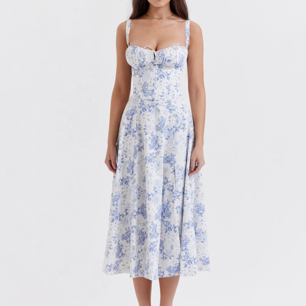 Dames Boho Midi-jurk Bloemenprint A-lijn met Split - Amy-3