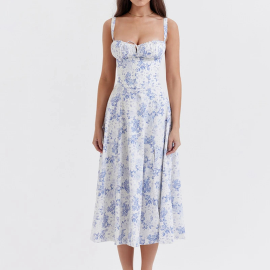 Dames Boho Midi-jurk Bloemenprint A-lijn met Split - Amy-3