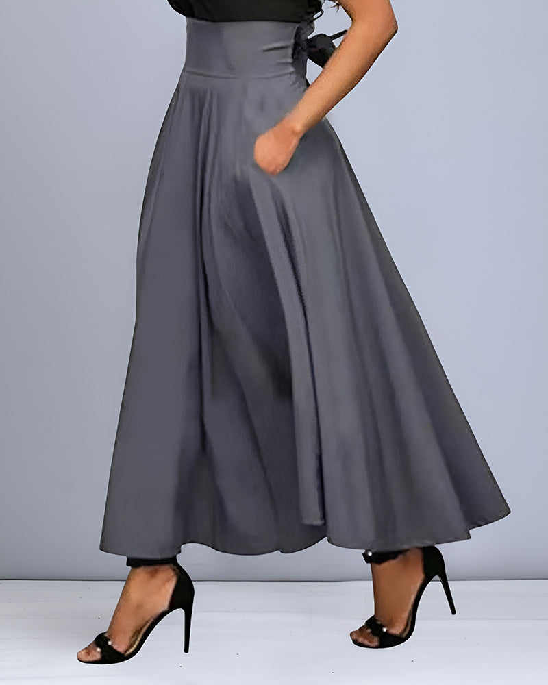 Variant image for Dames Hoge Taille Zwarte Lange Rok Elegante Snit - Saphira-6