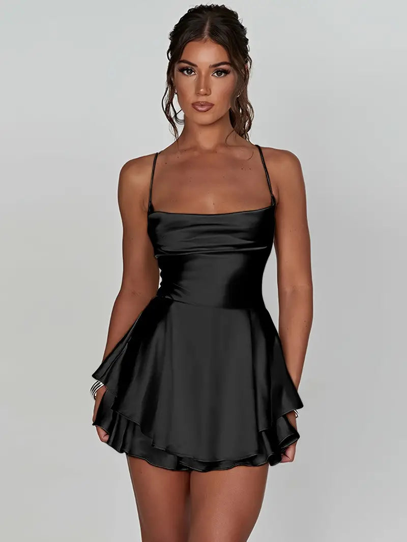 Dames Zwarte Mini Jurk Geribbeld Elegant Ontwerp - Sharon-1