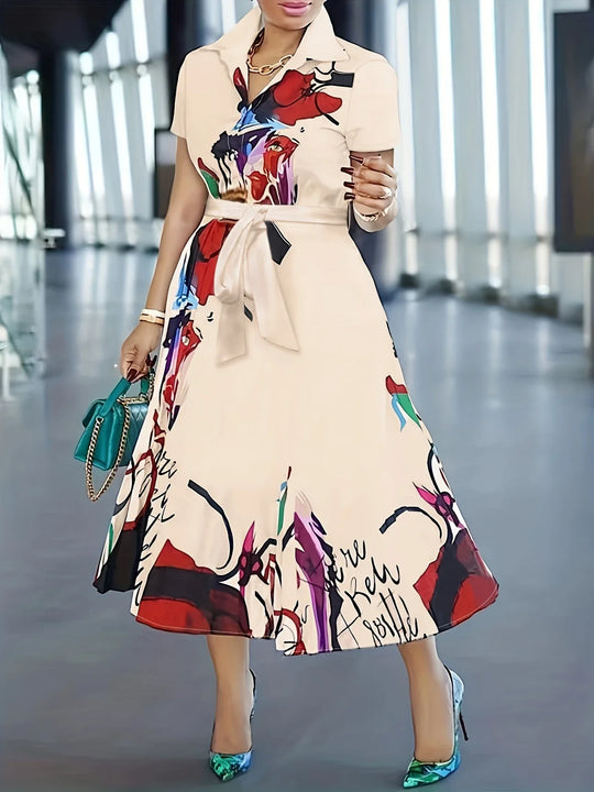 Variant image for Dames Korte Mouw Bloemenprint Jurk Ademend Zomer Kleding - Emma-2