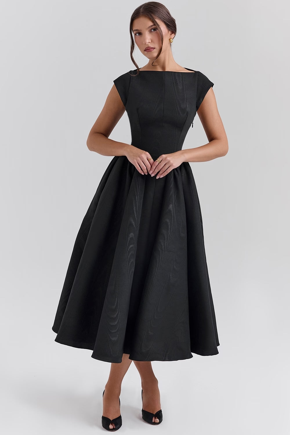 Zwarte Dames Jurk Elegante Flatterende Taille - Victoria-2