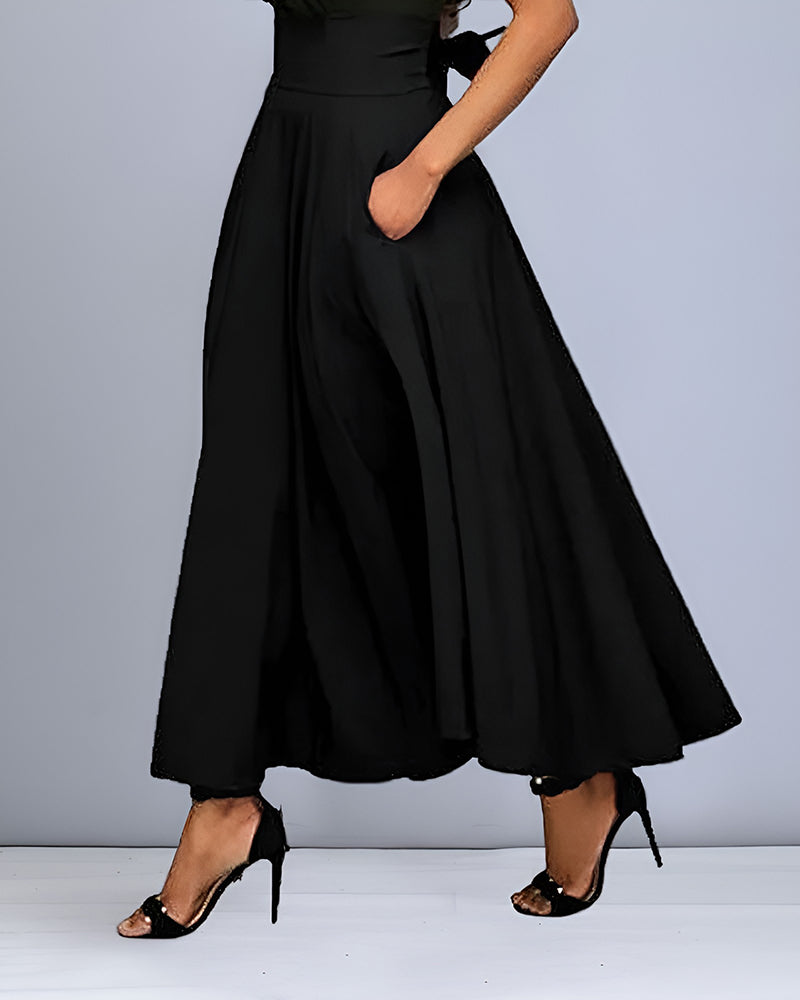Variant image for Dames Hoge Taille Zwarte Lange Rok Elegante Snit - Saphira-1