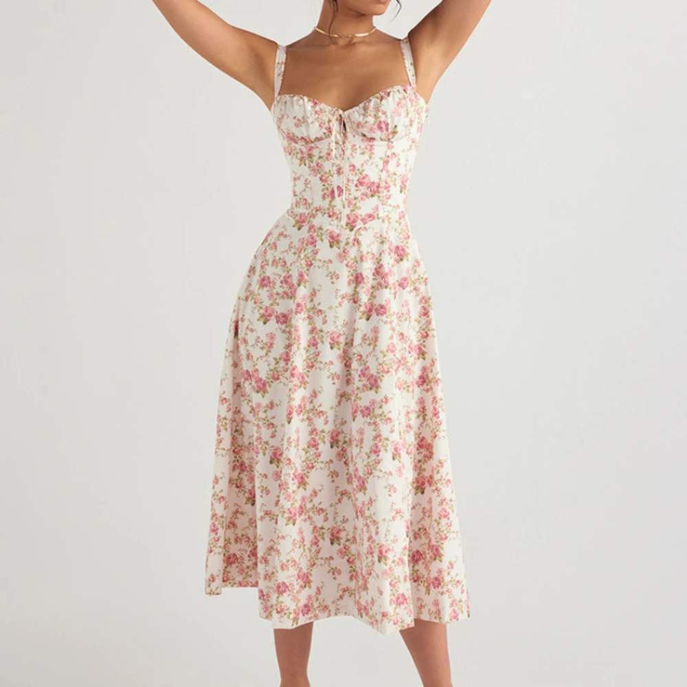 Dames Boho Midi-jurk Bloemenprint A-lijn met Split - Amy-1