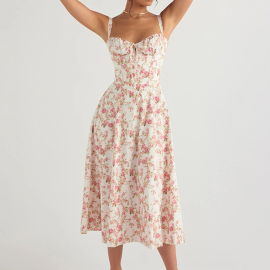 Dames Boho Midi-jurk Bloemenprint A-lijn met Split - Amy-1