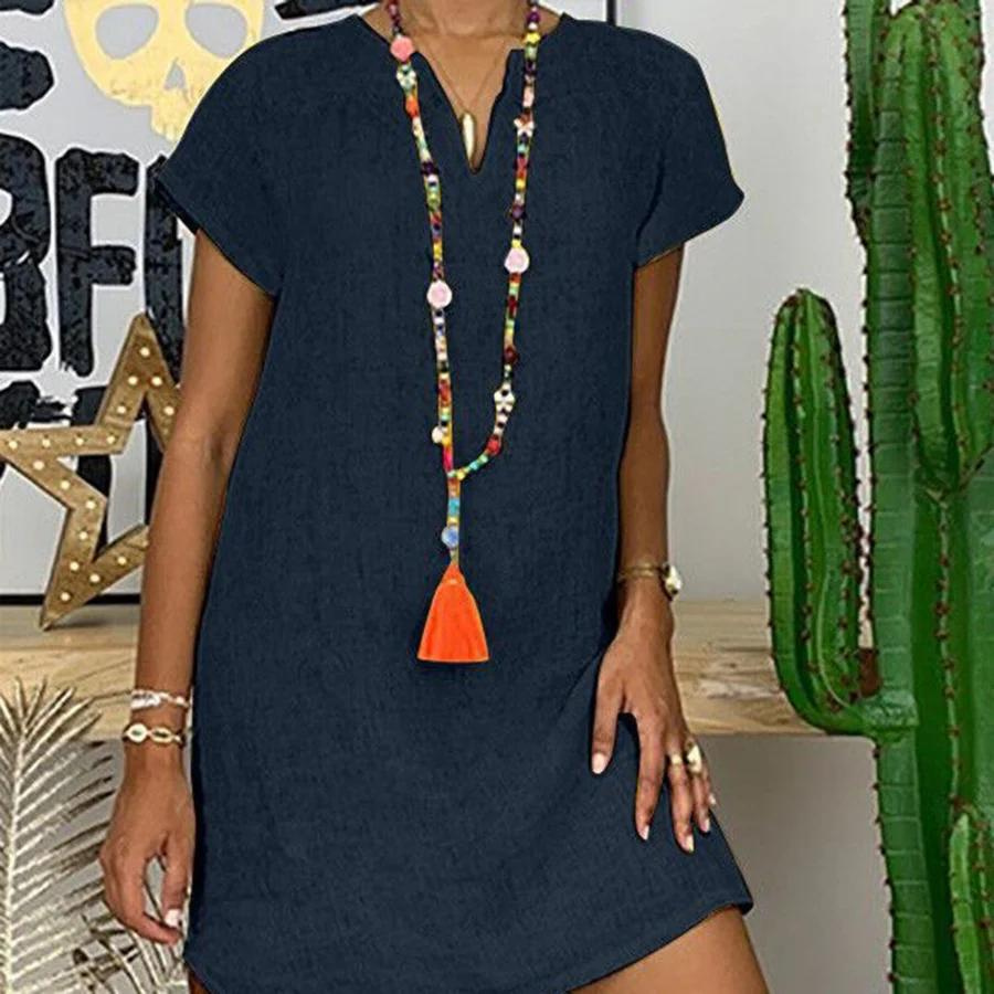 Dames Jurk Katoen en Linnen Luchtige Stijl voor Zomer - Emma-3