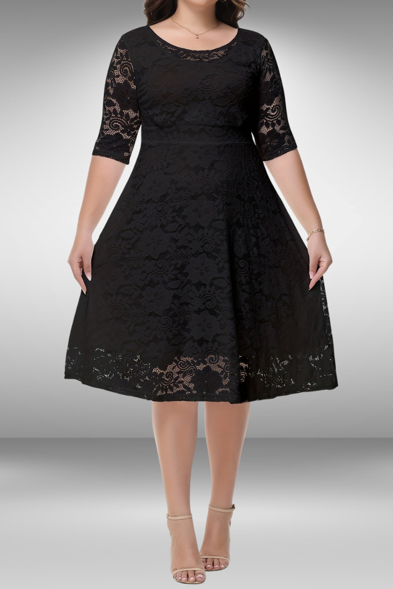 Dames Kanten Zomerjurk Plus Size Elegante Pasvorm - Ava-2