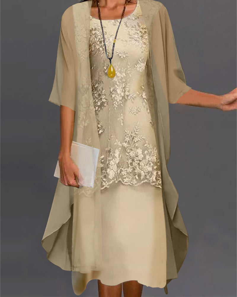 Dames Lange Chiffon Jurk Elegant Tweedelig Ontwerp - Rishta-2