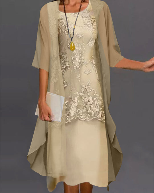 Dames Lange Chiffon Jurk Elegant Tweedelig Ontwerp - Rishta-2