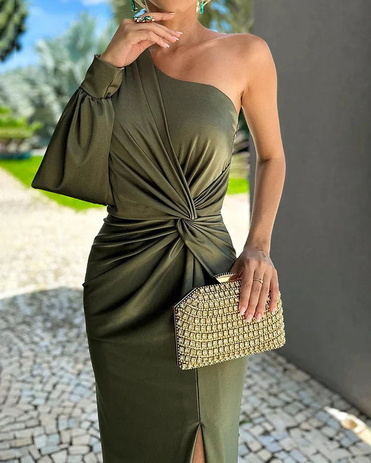 Dames Lange Jurk Asymmetrisch Met Hoge Split - Annabelle-4