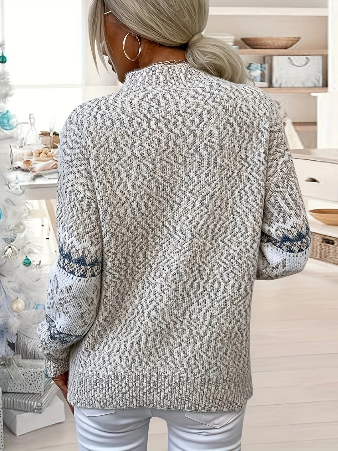 Lotte - Festelijke Rollkragenpullover met Sneeuwvlokken voor de Feestdagen