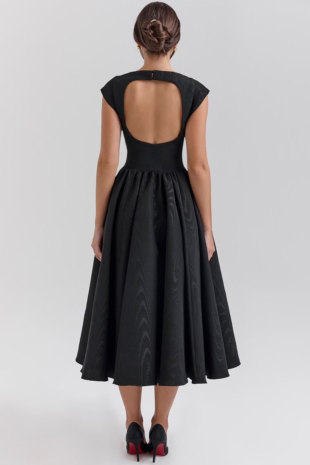 Zwarte Dames Jurk Elegante Flatterende Taille - Victoria-3