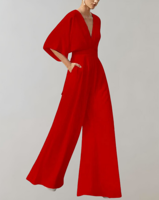 Dames Jumpsuit Feestelijk Diepe V-Hals Wijde Pijpen - Suzette-5