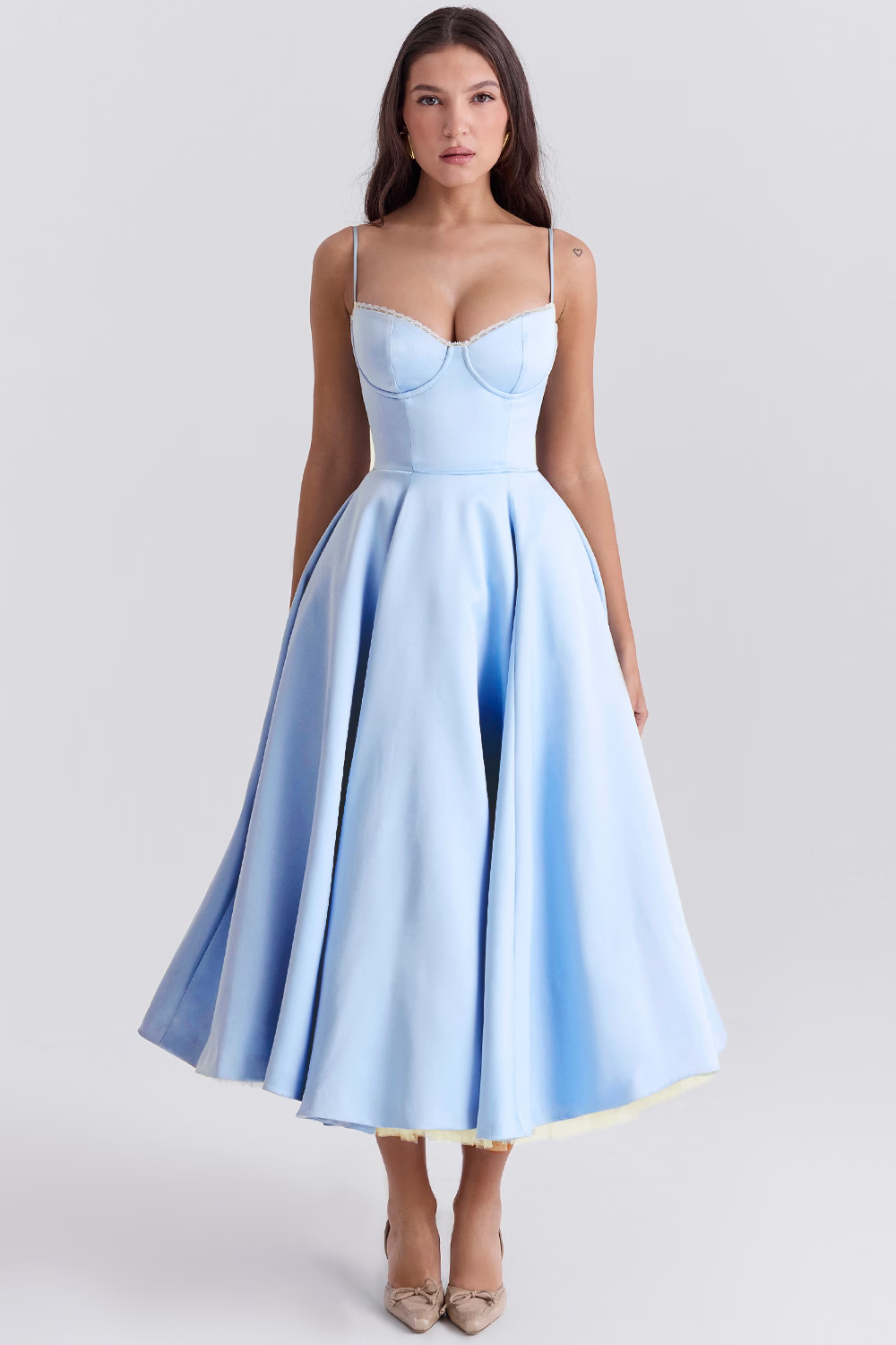 Dames Midi Jurk Elegante Mademoiselle Stijl met Tule en Verstelbare Bandjes - Sylvana-1