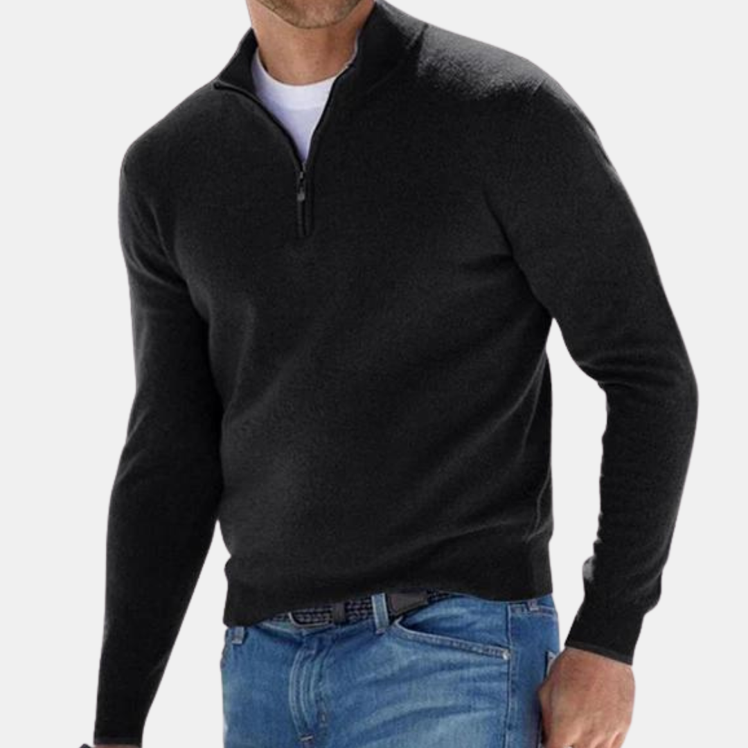 Heren Herfst Effen Kleur Trui Half Rits Casual