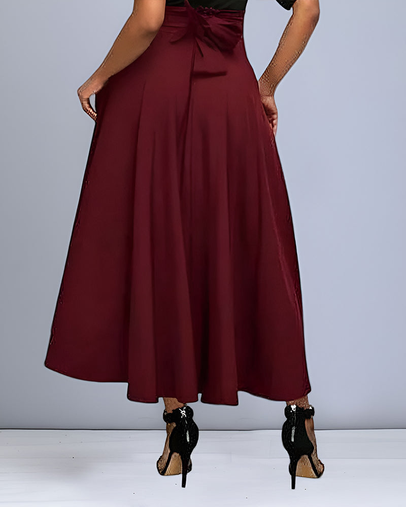 Dames Hoge Taille Zwarte Lange Rok Elegante Snit - Saphira-5