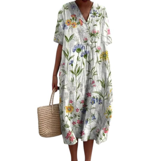Dames Zomerjurk Bloemenprint Luchtige Stof Flatterende Pasvorm - Emma-3