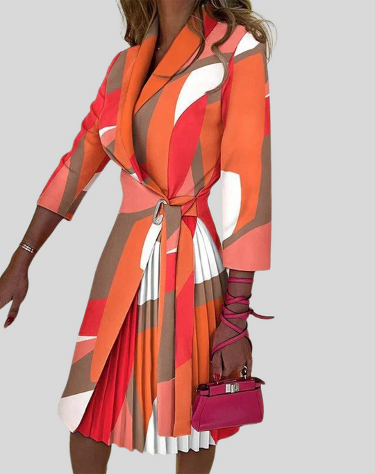 Variant image for Dames Blazerjurk Geplooid met Knoopsluiting - Elegant Plissé Rok-31