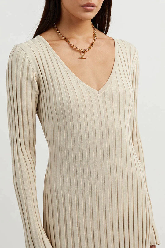 Dames Midi-Jurk V-hals Gebreid Stijlvol en Comfortabel - Luna-5