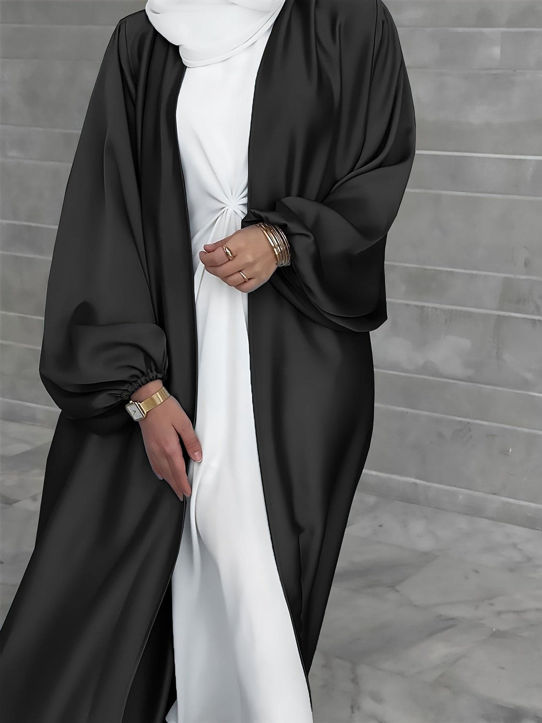 Variant image for Dames Abaya Jurk Elegante Lantaarnmouwen met Riem - Eva-19
