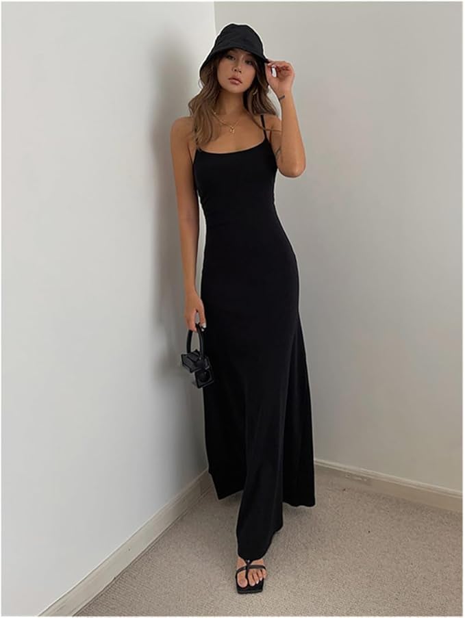 Dames Mouwloze Bodycon Maxi-jurk met Sexy Split - Emma-2