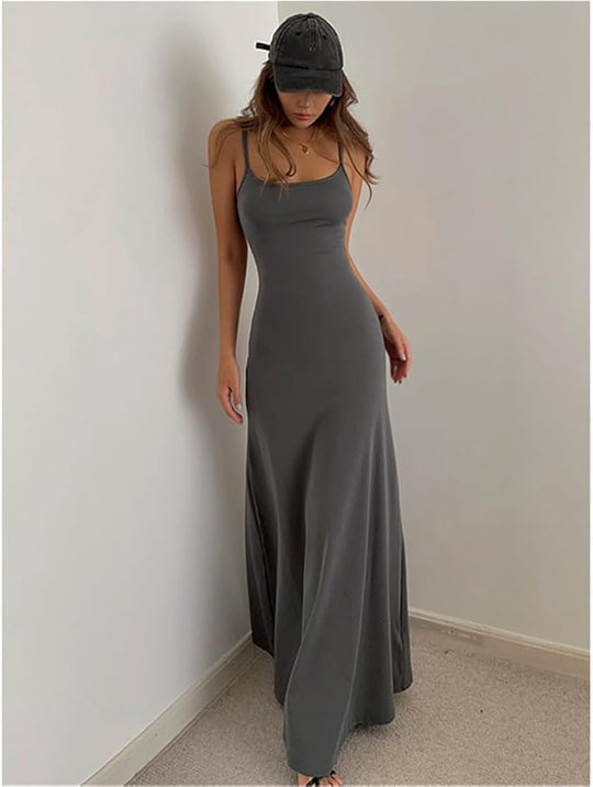 Dames Mouwloze Bodycon Maxi-jurk met Sexy Split - Emma-4
