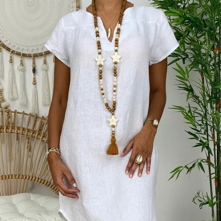Variant image for Dames Jurk Katoen en Linnen Luchtige Stijl voor Zomer - Emma-33
