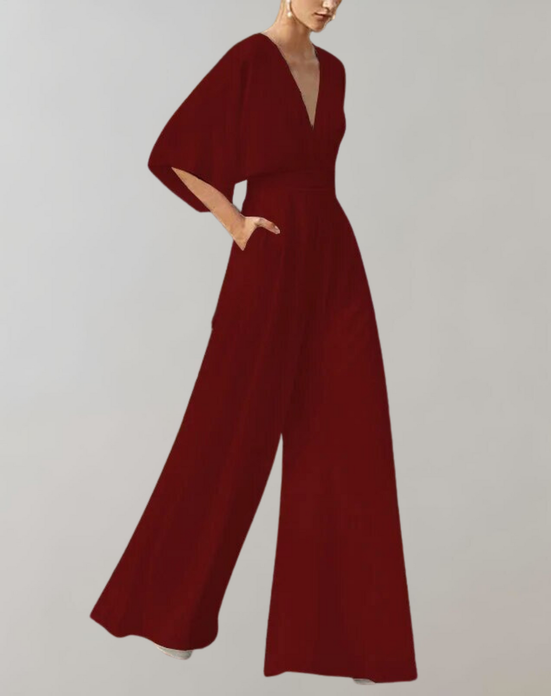 Dames Jumpsuit Feestelijk Diepe V-Hals Wijde Pijpen - Suzette-6