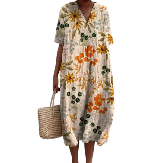 Dames Zomerjurk Bloemenprint Luchtige Stof Flatterende Pasvorm - Emma-2