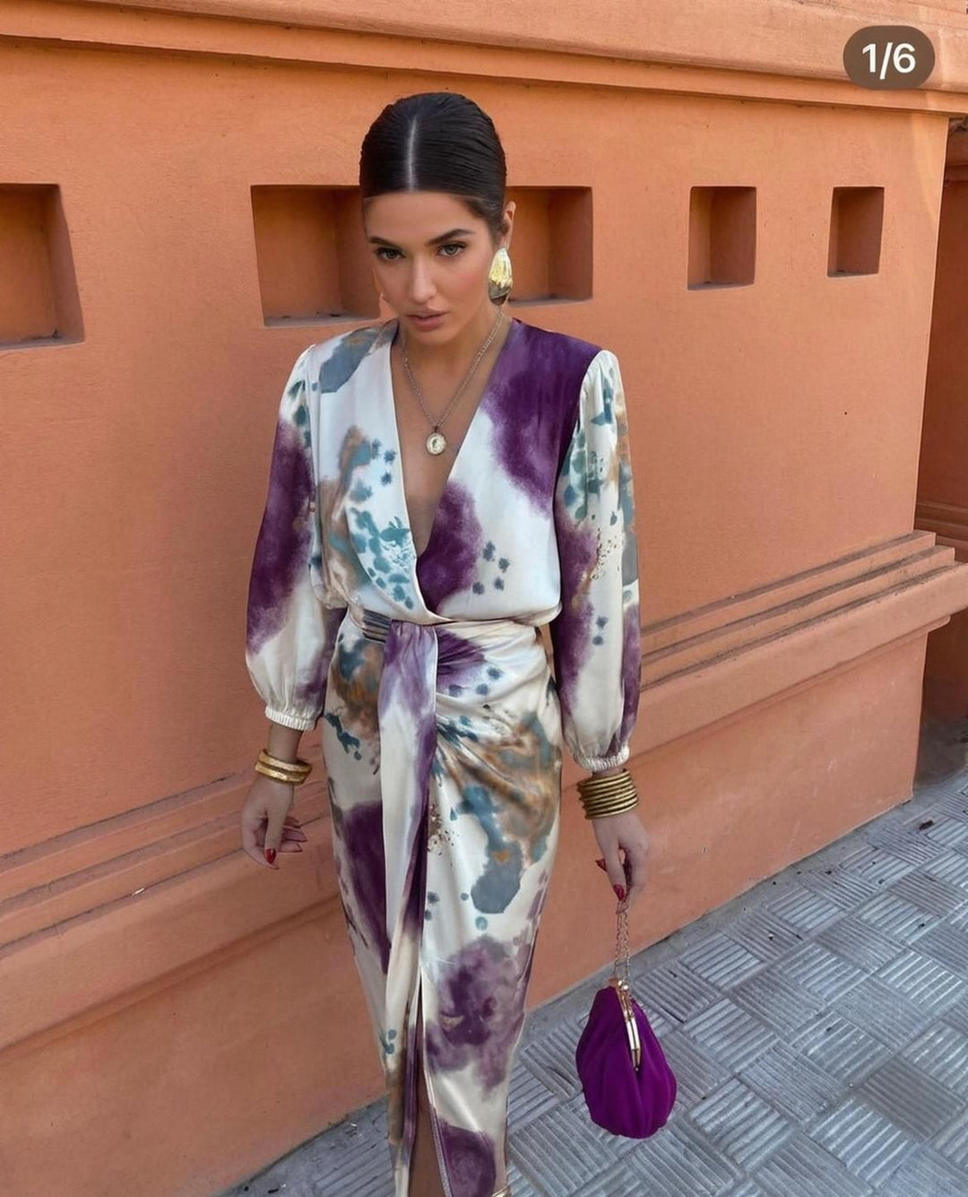 Dames Midi Jurk Elegante Overslag met Strikceintuur - Marissa-3