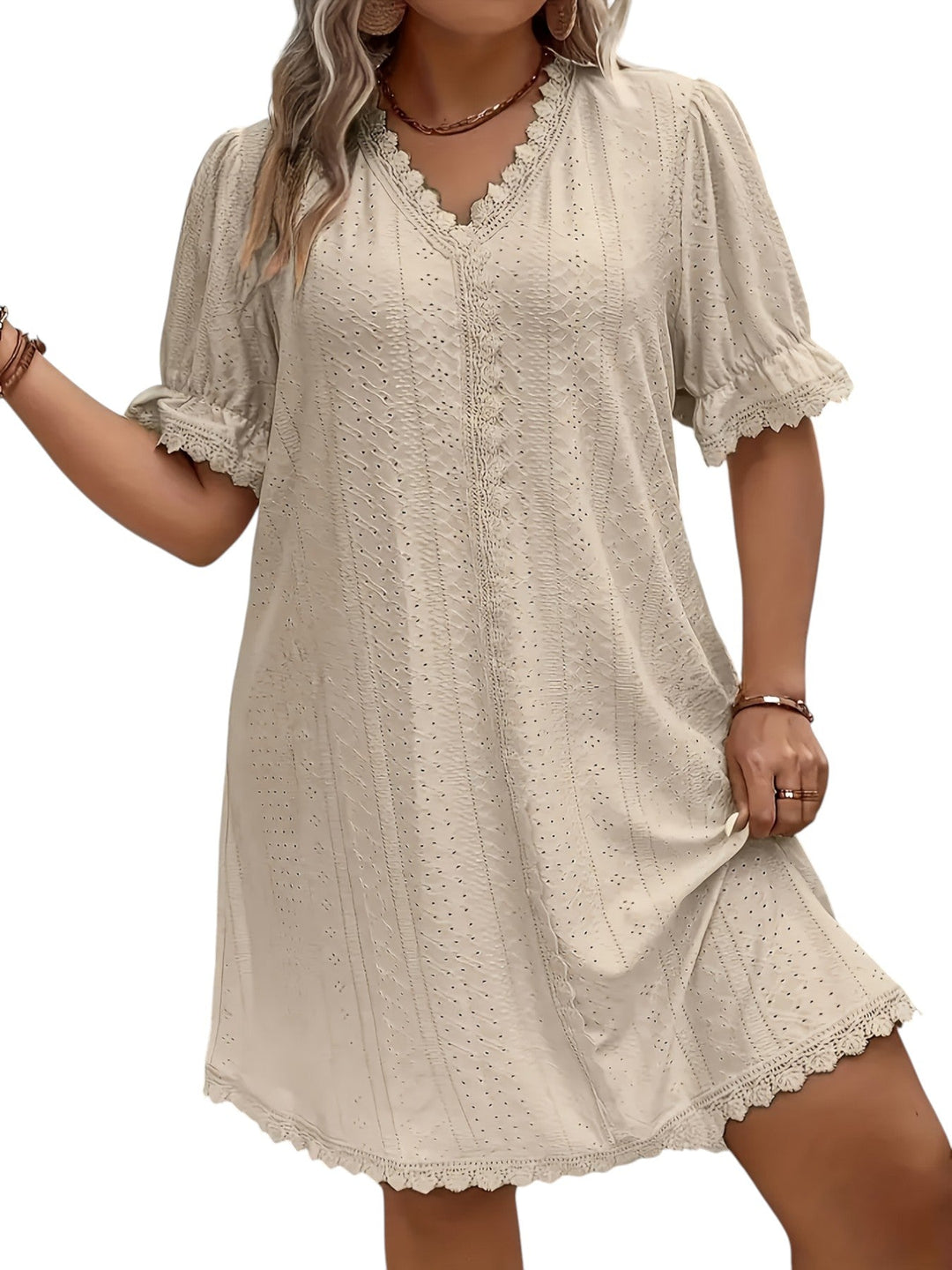 Dames Plus Size V-Hals Jurk Elegant en Comfortabel - Sophie-3