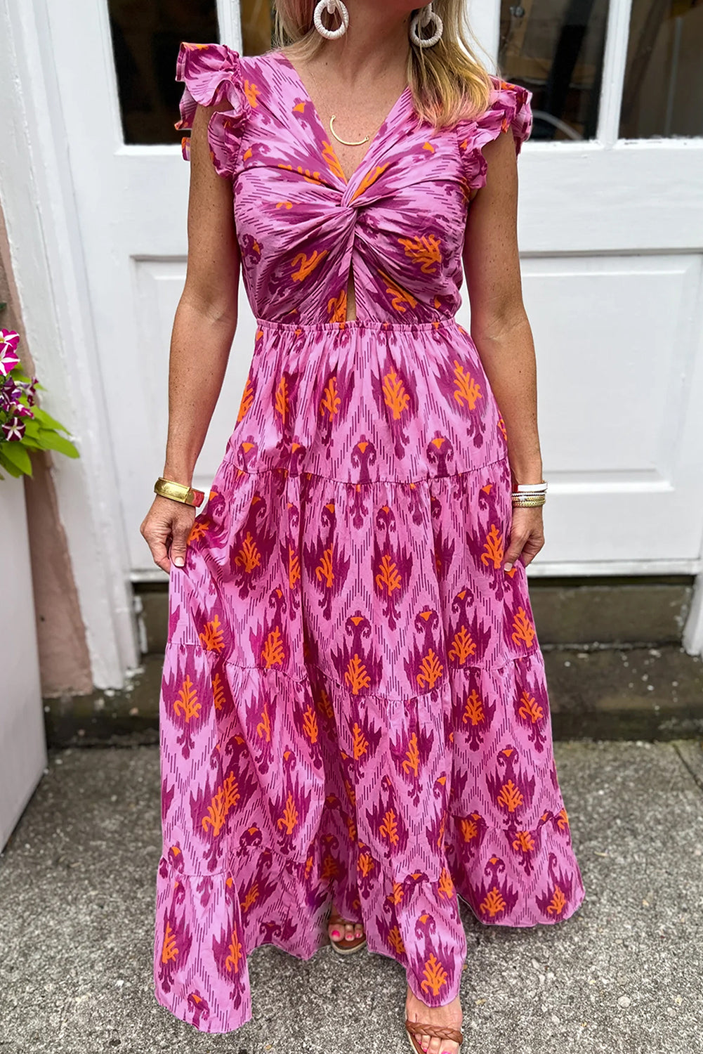 Dames Maxi Jurk Retro Rimpelontwerp Elegante Vloeiende Silhouet - Sophie-1