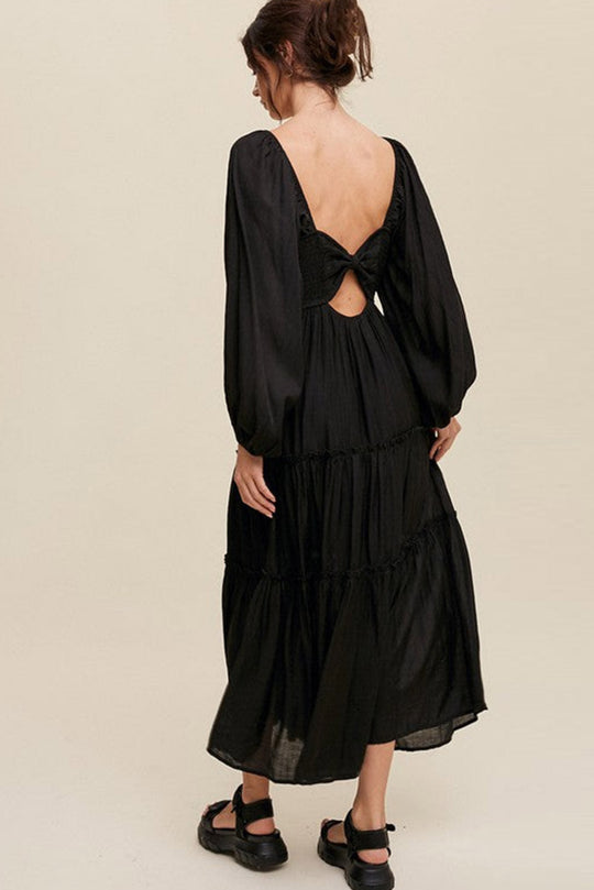 Dames Maxi Jurk V-Hals met Strikdetail en Uitsnijdingen - Alessia-4