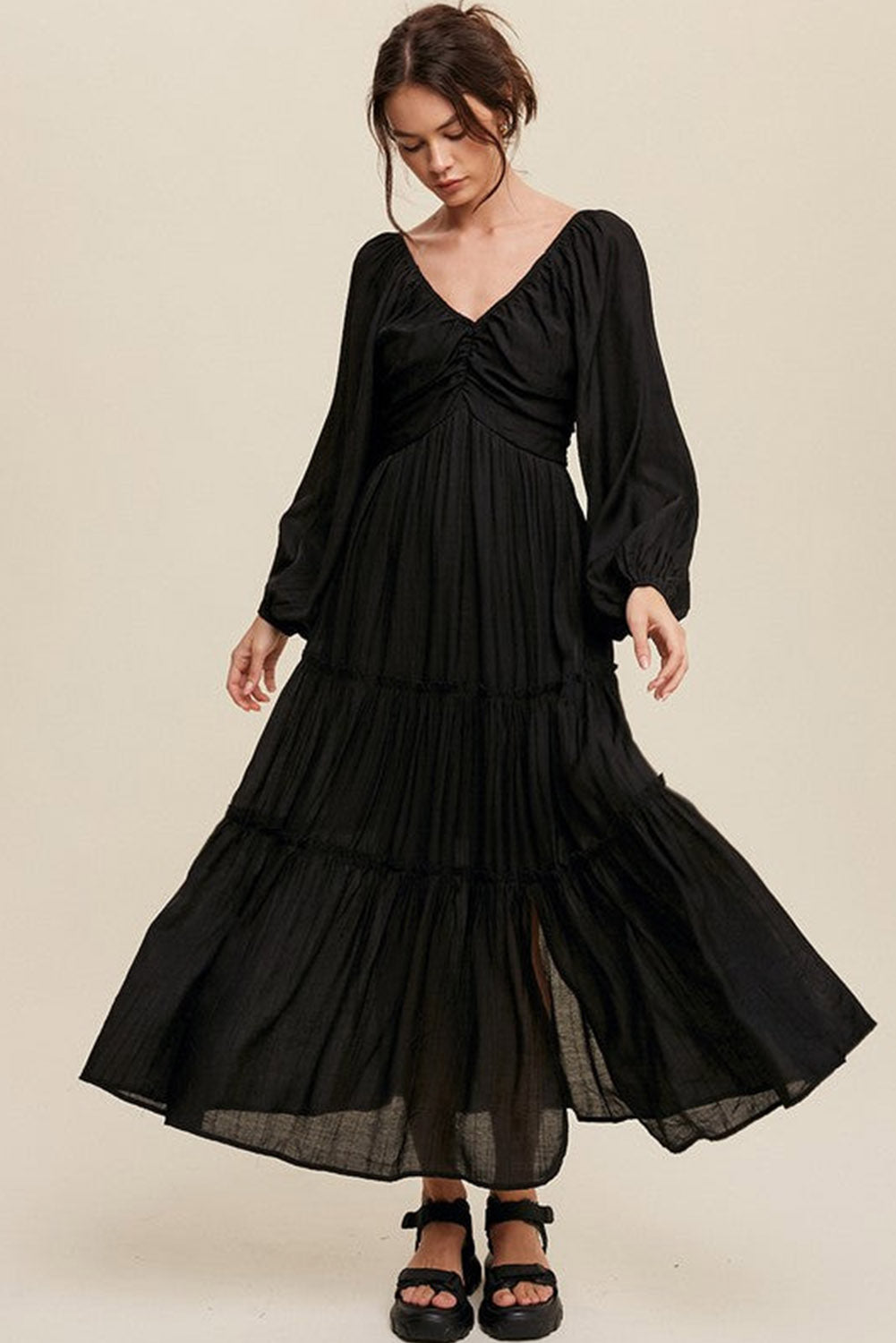 Dames Maxi Jurk V-Hals met Strikdetail en Uitsnijdingen - Alessia-6