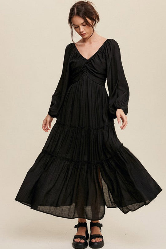 Dames Maxi Jurk V-Hals met Strikdetail en Uitsnijdingen - Alessia-6