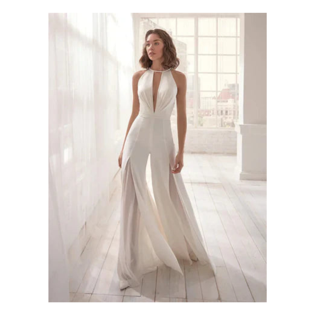Dames Zwarte Jumpsuit V-hals Elegante Wijde Pijpen Feestelijk - Sophie-1