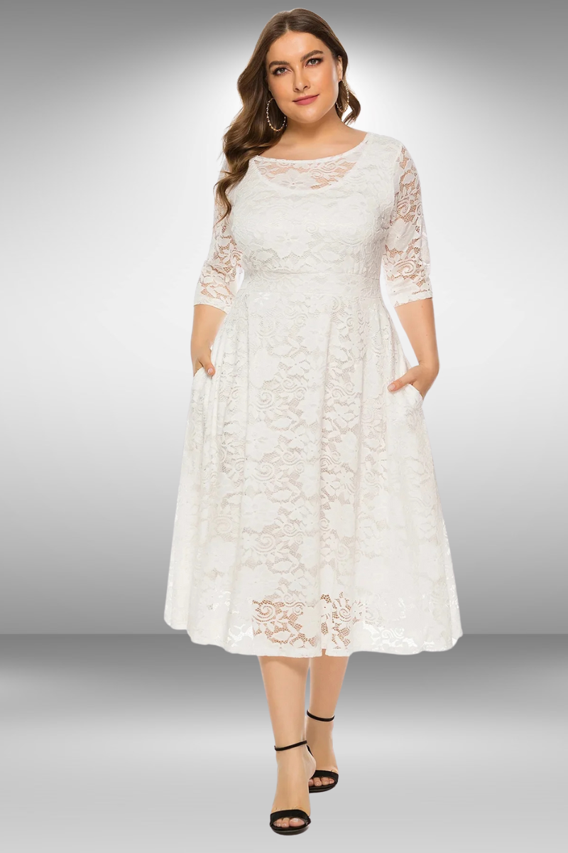 Variant image for Dames Kanten Zomerjurk Plus Size Elegante Pasvorm - Ava-25