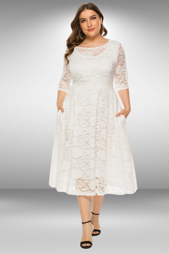 Variant image for Dames Kanten Zomerjurk Plus Size Elegante Pasvorm - Ava-25