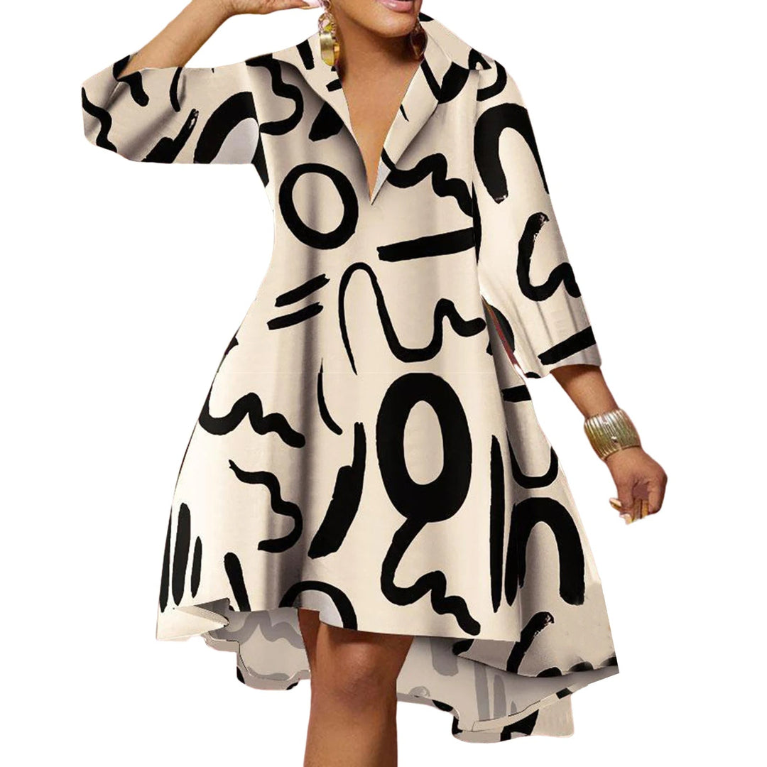 Variant image for Dames Wijdvallende Zomerjurk Bohemian Print Met Lange Mouwen - Sorelle-1