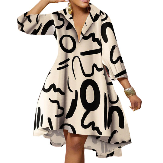 Variant image for Dames Wijdvallende Zomerjurk Bohemian Print Met Lange Mouwen - Sorelle-1