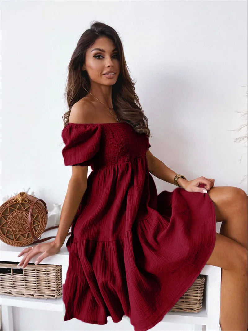 Variant image for Dames One-Shoulder A-Lijn Zomerjurk met Open Rug - Solène-31