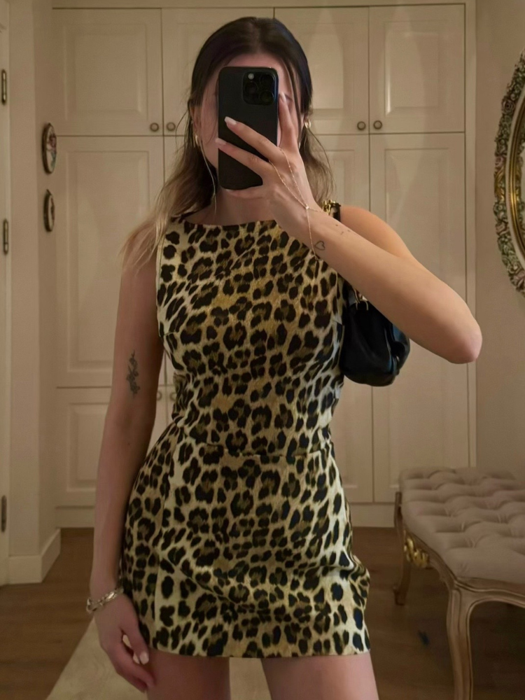 Dames Mini-Jurk Gedurfde Luipaardprint Stijlvolle Zomer Kleding - Jane-4