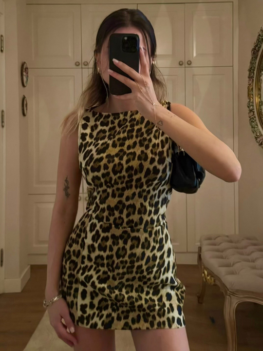 Dames Mini-Jurk Gedurfde Luipaardprint Stijlvolle Zomer Kleding - Jane-4