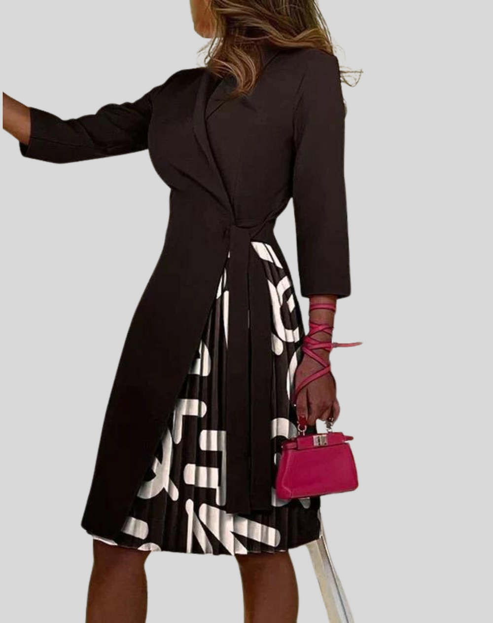 Dames Blazerjurk Geplooid met Knoopsluiting - Elegant Plissé Rok-2