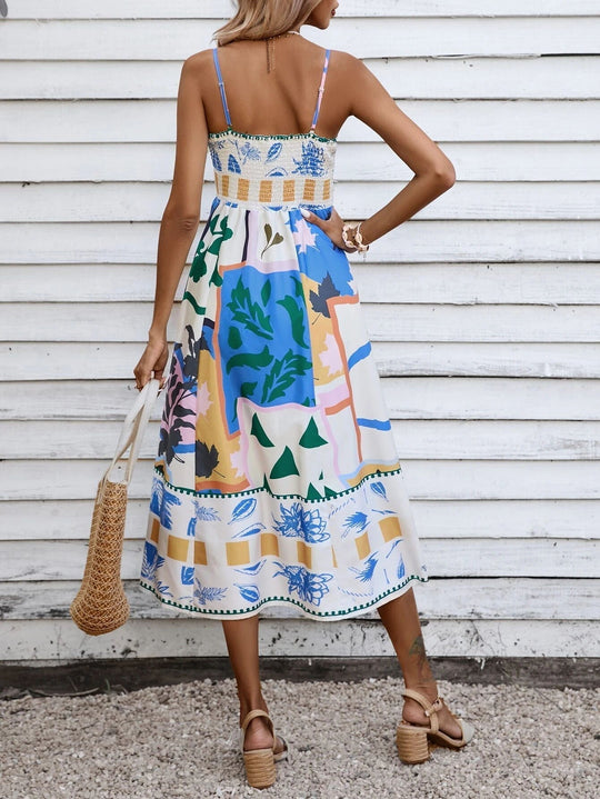 Dames Maxi Jurk Spaghettibandjes Artistieke Print Zomer - Emma-3